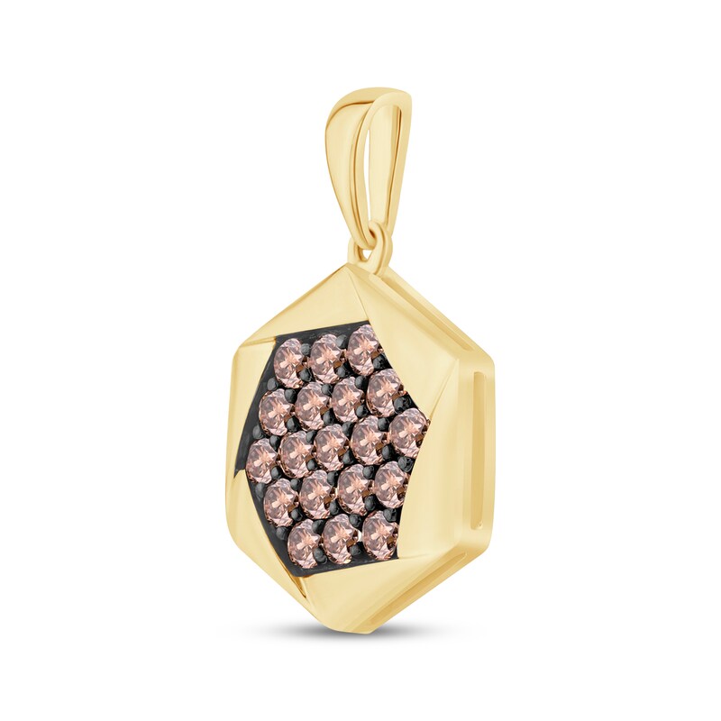 Main Image 2 of Men's Brown Diamond Hexagon Charm 3/4 ct tw 10K Yellow Gold