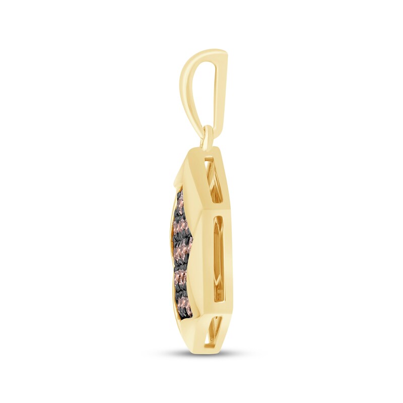 Main Image 3 of Men's Brown Diamond Hexagon Charm 3/4 ct tw 10K Yellow Gold