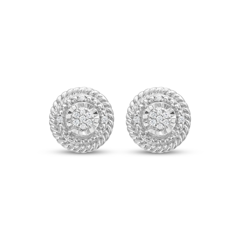Main Image 2 of Multi-Diamond Rope Frame Stud Earrings 1/10 ct tw Sterling Silver