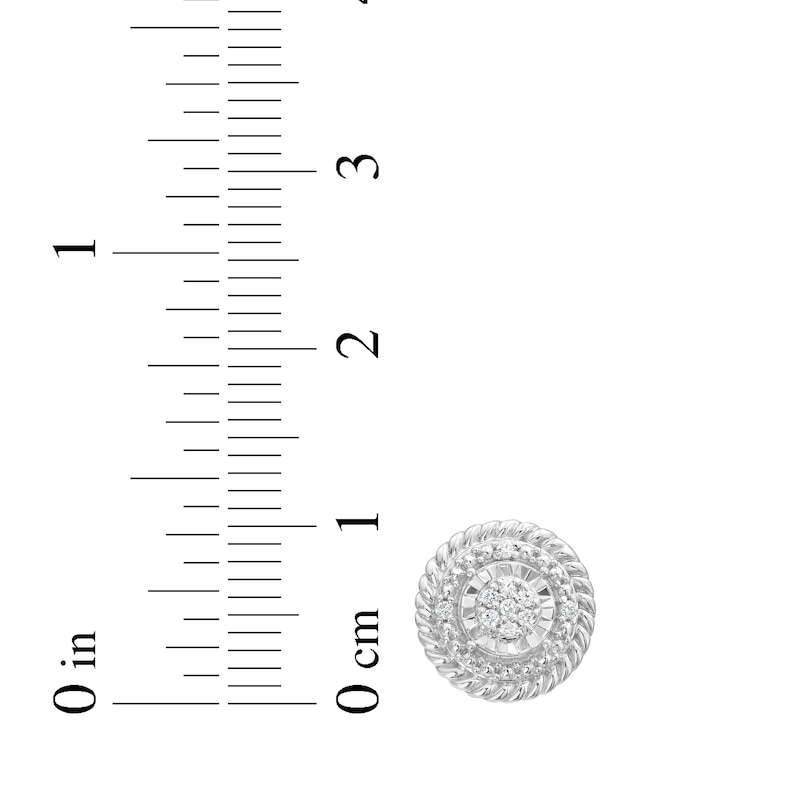 Main Image 5 of Multi-Diamond Rope Frame Stud Earrings 1/10 ct tw Sterling Silver