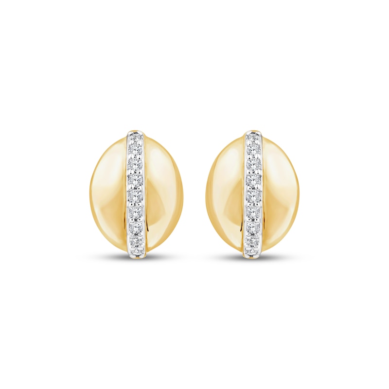 Main Image 2 of Diamond Oval Stud Earrings 1/10 ct tw 10K Yellow Gold