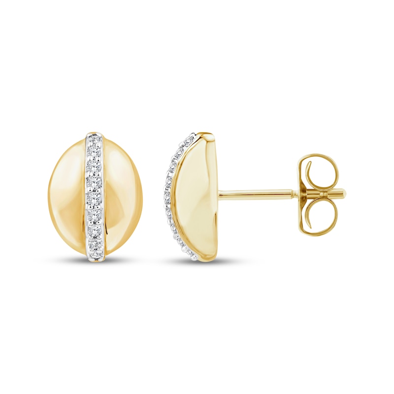 Main Image 3 of Diamond Oval Stud Earrings 1/10 ct tw 10K Yellow Gold