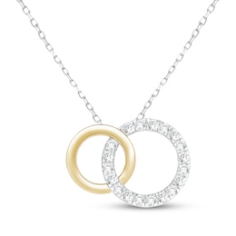 Diamond Interlocking Circles Necklace 1/5 ct tw Sterling Silver & 10K Yellow Gold 18"