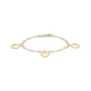 Thumbnail Image 1 of Puff Heart Dangle Station Paperclip Chain Bracelet 24K Yellow Gold Vermeil Sterling Silver 7.5"
