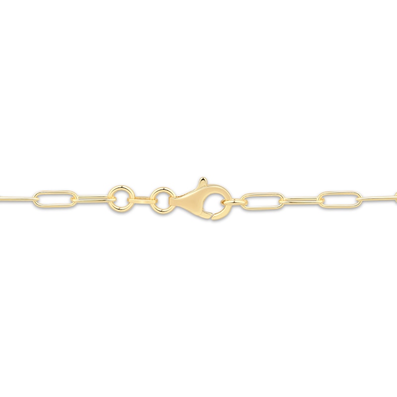 Main Image 4 of Puff Heart Dangle Station Paperclip Chain Bracelet 24K Yellow Gold Vermeil Sterling Silver 7.5"
