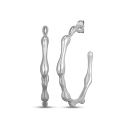 Sculpted J-Hoop Earrings Sterling Silver