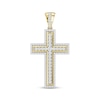 Thumbnail Image 1 of Men's Lab-Grown Diamond Pavé Cross Charm 2-1/2 ct tw 24K Yellow Gold vermeil Sterling Silver