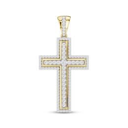 Men's Lab-Grown Diamond Pavé Cross Charm 2-1/2 ct tw 24K Yellow Gold vermeil Sterling Silver