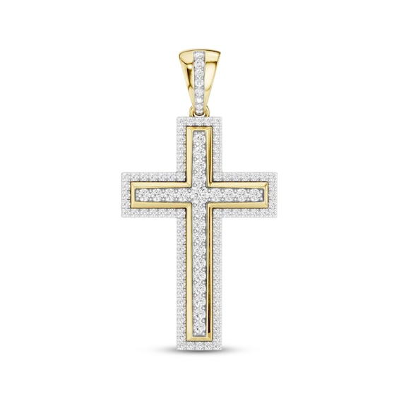 Men's Lab-Grown Diamond Pavé Cross Charm 2-1/2 ct tw 24K Yellow Gold vermeil Sterling Silver