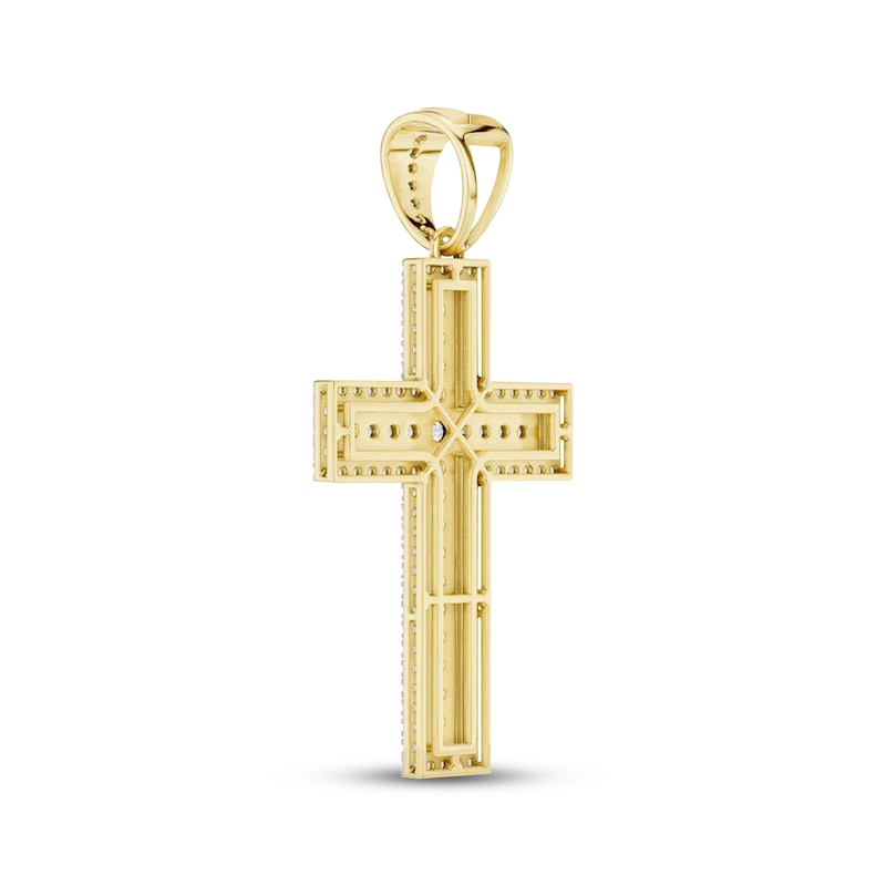 Main Image 4 of Men's Lab-Grown Diamond Pavé Cross Charm 2-1/2 ct tw 24K Yellow Gold vermeil Sterling Silver