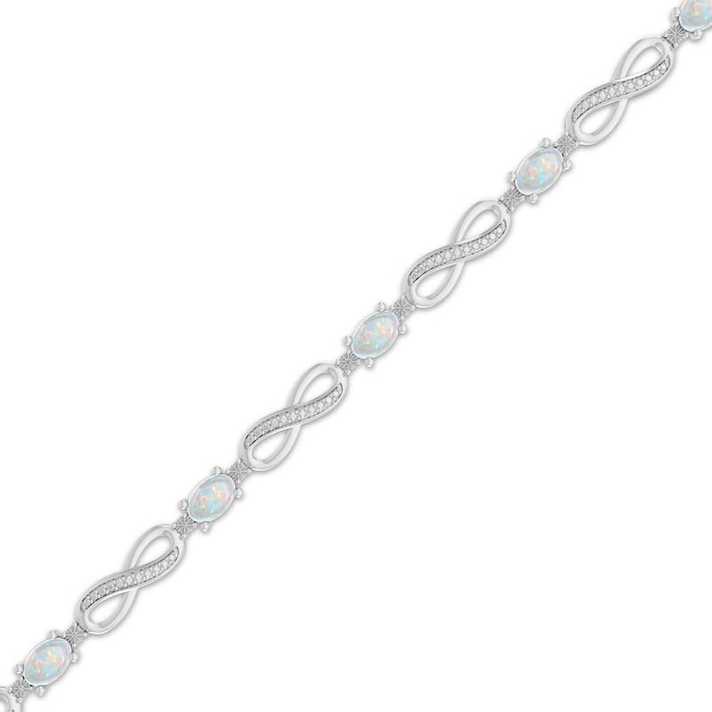 Main Image 2 of Oval-Cut Lab-Created Opal & Diamond Accent Infinity Bracelet Sterling Silver 7.25"