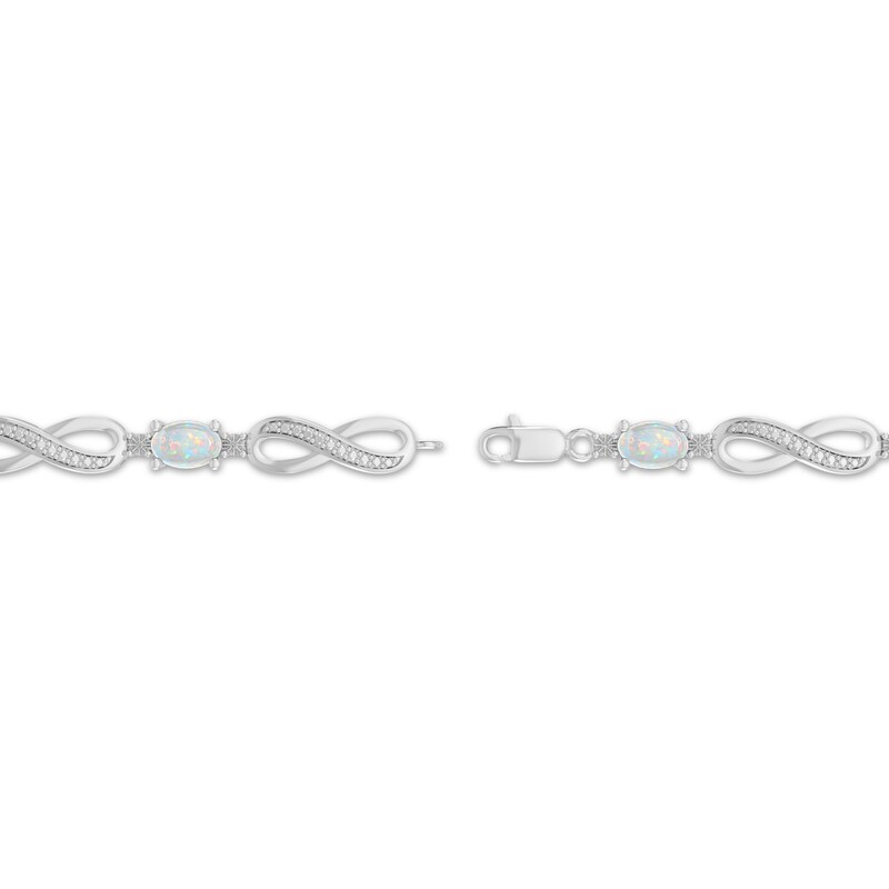 Main Image 3 of Oval-Cut Lab-Created Opal & Diamond Accent Infinity Bracelet Sterling Silver 7.25"