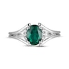 Thumbnail Image 3 of Oval-Cut Lab-Created Emerald & White Lab-Created Sapphire Ring Sterling Silver