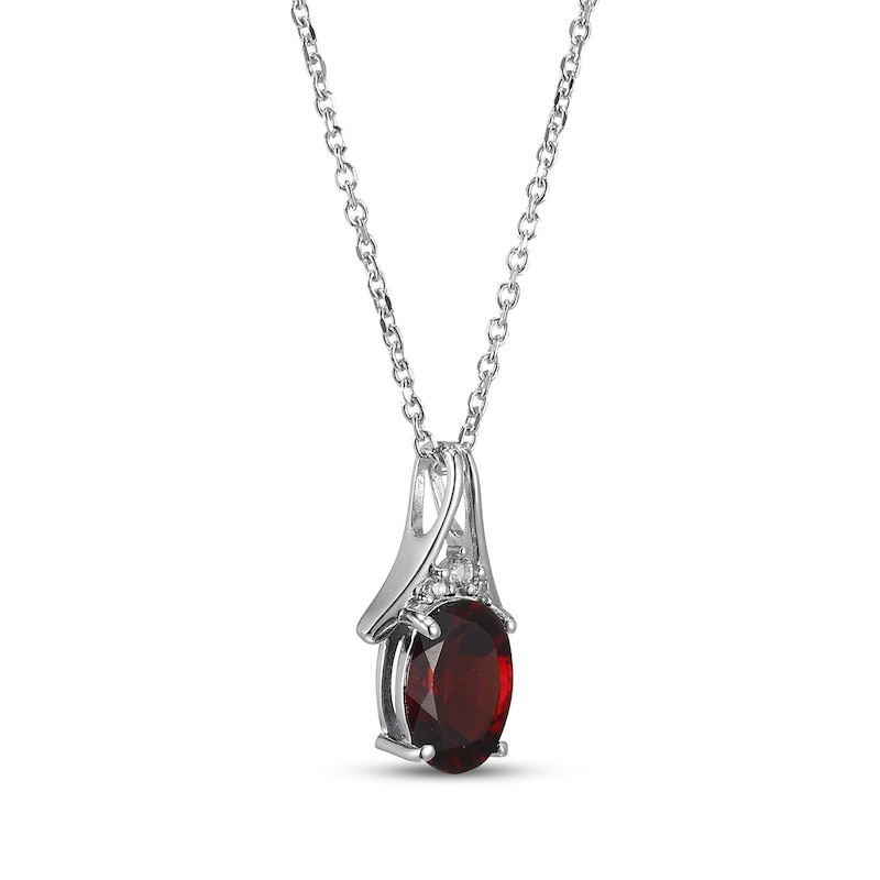 Main Image 2 of Oval-Cut Garnet & White Lab-Created Sapphire Necklace Sterling Silver 18"