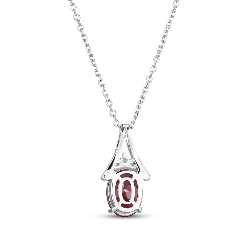 Main Image 3 of Oval-Cut Garnet & White Lab-Created Sapphire Necklace Sterling Silver 18"
