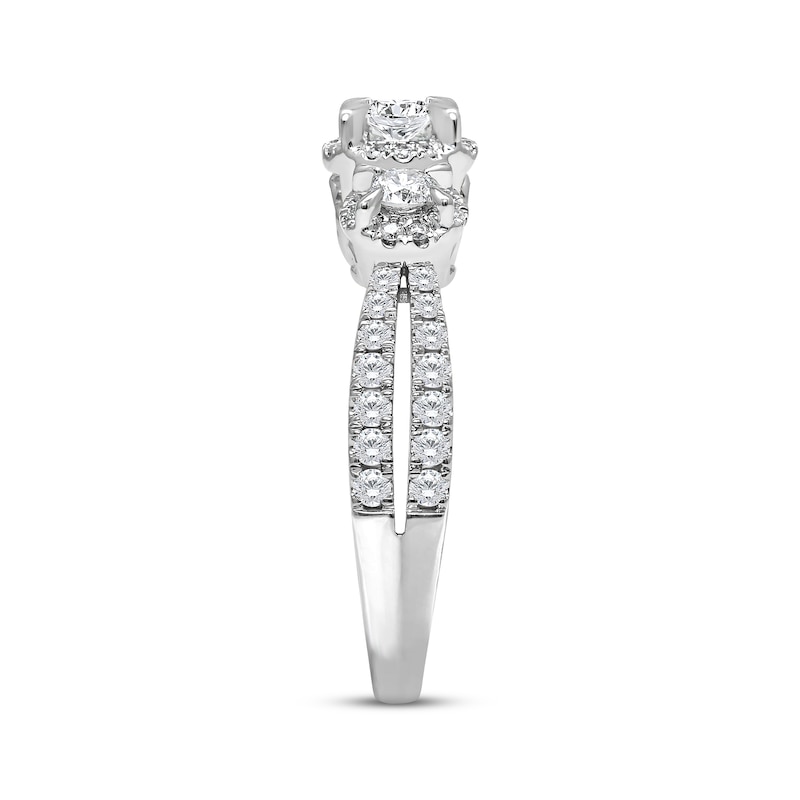 Main Image 2 of Memories Moments Magic Round-Cut Diamond Three-Stone Bridal Set 3/4 ct tw 10K White Gold
