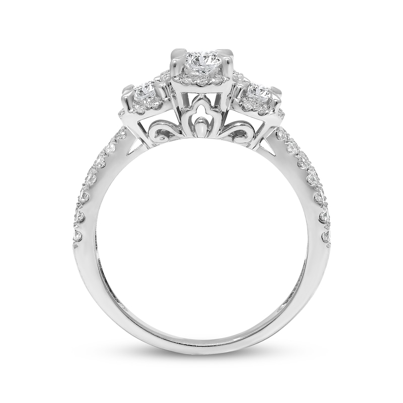 Main Image 3 of Memories Moments Magic Round-Cut Diamond Three-Stone Bridal Set 3/4 ct tw 10K White Gold