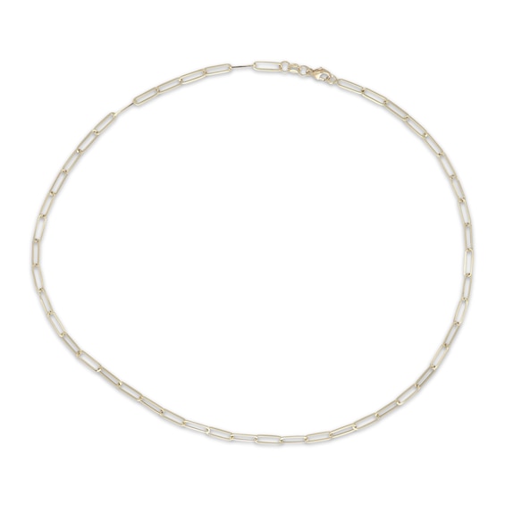 3.2mm Paperclip Chain Necklace Hollow 10K Yellow Gold 18.25"