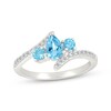 Thumbnail Image 1 of Swiss Blue Topaz & White Lab-Created Sapphire Ring Sterling Silver