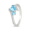 Thumbnail Image 2 of Swiss Blue Topaz & White Lab-Created Sapphire Ring Sterling Silver