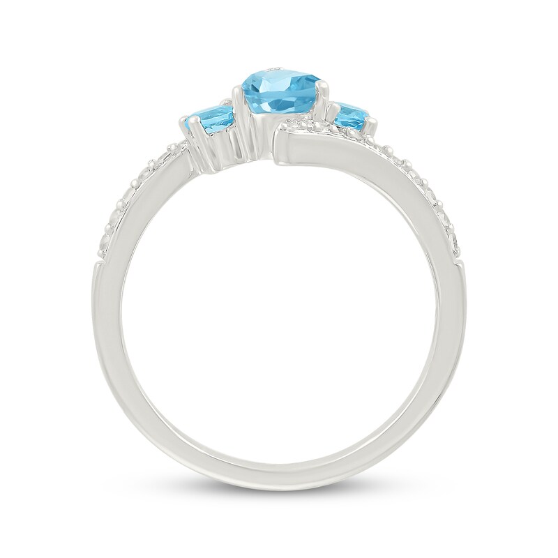 Main Image 3 of Swiss Blue Topaz & White Lab-Created Sapphire Ring Sterling Silver