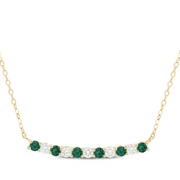 KAY Lab-Grown Diamonds Lab-Created Emerald Smile Necklace 3/8 ct tw 10K Yellow Gold 16"