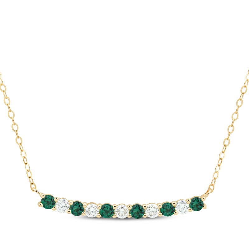Main Image 1 of KAY Lab-Grown Diamonds Lab-Created Emerald Smile Necklace 3/8 ct tw 10K Yellow Gold 16"