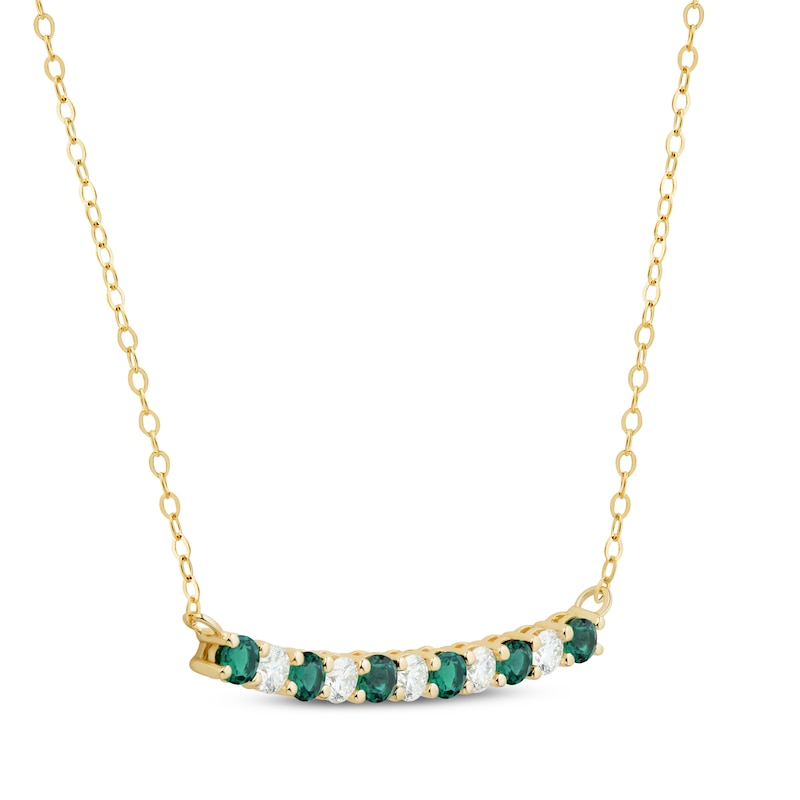 Main Image 2 of KAY Lab-Grown Diamonds Lab-Created Emerald Smile Necklace 3/8 ct tw 10K Yellow Gold 16"