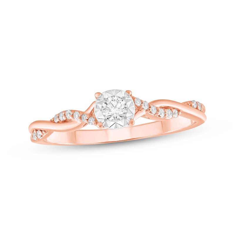Main Image 1 of Adore Round-Cut Diamond Twist Engagement Ring 1/8 ct tw 10K Rose Gold