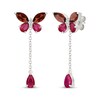 Thumbnail Image 1 of Garnet, Lab-Created Ruby & White Lab-Created Sapphire Butterfly Drop Earrings Sterling Silver
