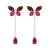 Thumbnail Image 2 of Garnet, Lab-Created Ruby & White Lab-Created Sapphire Butterfly Drop Earrings Sterling Silver