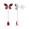 Thumbnail Image 3 of Garnet, Lab-Created Ruby & White Lab-Created Sapphire Butterfly Drop Earrings Sterling Silver
