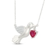 Thumbnail Image 2 of Heart-Shaped Lab-Created Ruby & White Lab-Created Sapphire Dove Necklace Sterling Silver 18"