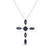 Thumbnail Image 1 of Lab-Created Alexandrite & White Lab-Created Sapphire Cross Necklace Sterling Silver 18"