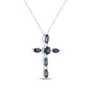Thumbnail Image 2 of Lab-Created Alexandrite & White Lab-Created Sapphire Cross Necklace Sterling Silver 18"