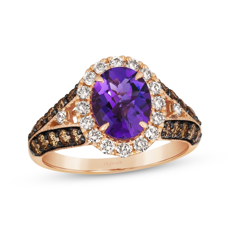 Main Image 1 of Le Vian Oval-Cut Amethyst & Diamond Ring 1 ct tw 14K Strawberry Gold