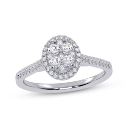 Adore Round-Cut Multi-Diamond Oval-Shaped Halo Engagement Ring 3/8 ct tw 10K White Gold