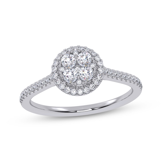Adore Round-Cut Multi-Diamond Halo Engagement Ring 3/8 ct tw 10K White Gold