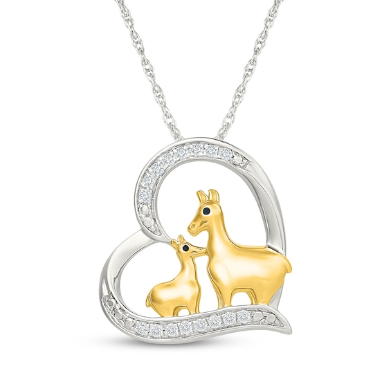KAY Lab-Grown Diamonds Llamas Heart Necklace 1/8 ct tw Sterling Silver with 10K Yellow Gold Plate 18"