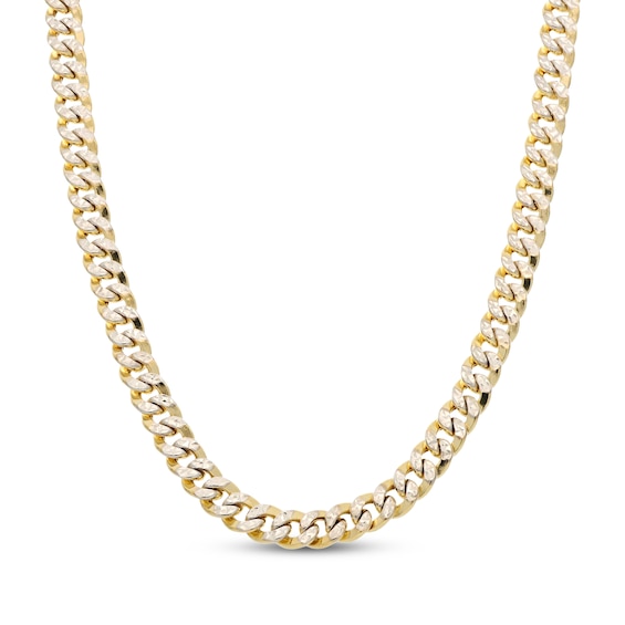6.1mm Diamond-Cut Curb Chain Necklace Hollow 10K Yellow Gold 22"