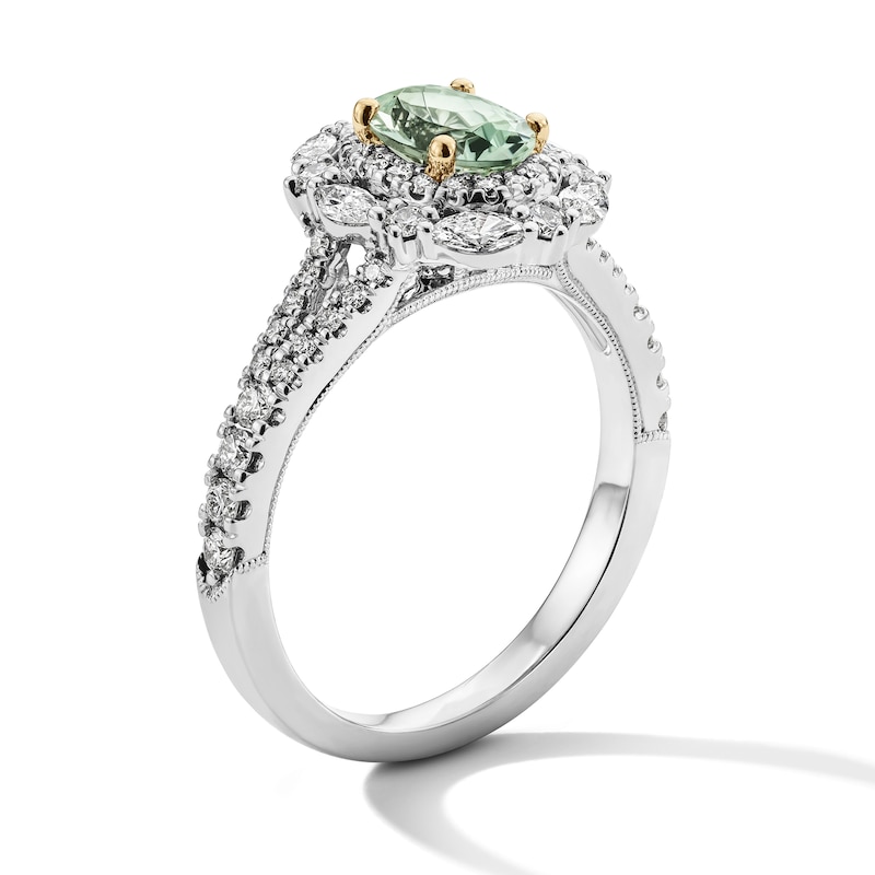 Main Image 2 of Neil Lane Oval-Cut Green Quartz Engagement Ring 3/4 ct tw Diamond 14K White Gold