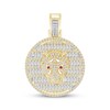 Thumbnail Image 1 of Men's Baguette & Round-cut Diamond & Lab-Created Ruby Panther Head Medallion Charm 1 ct tw 10K Yellow Gold