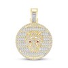 Thumbnail Image 0 of Men's Baguette & Round-cut Diamond & Lab-Created Ruby Panther Head Medallion Charm 1 ct tw 10K Yellow Gold