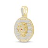 Thumbnail Image 1 of Men's Baguette & Round-cut Diamond & Lab-Created Ruby Panther Head Medallion Charm 1 ct tw 10K Yellow Gold