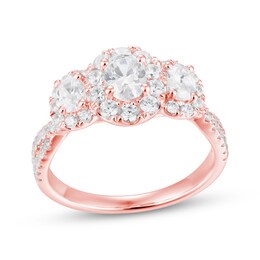 Oval-Cut Diamond Three-Stone Engagement Ring 1-1/2 ct tw 14K Rose Gold