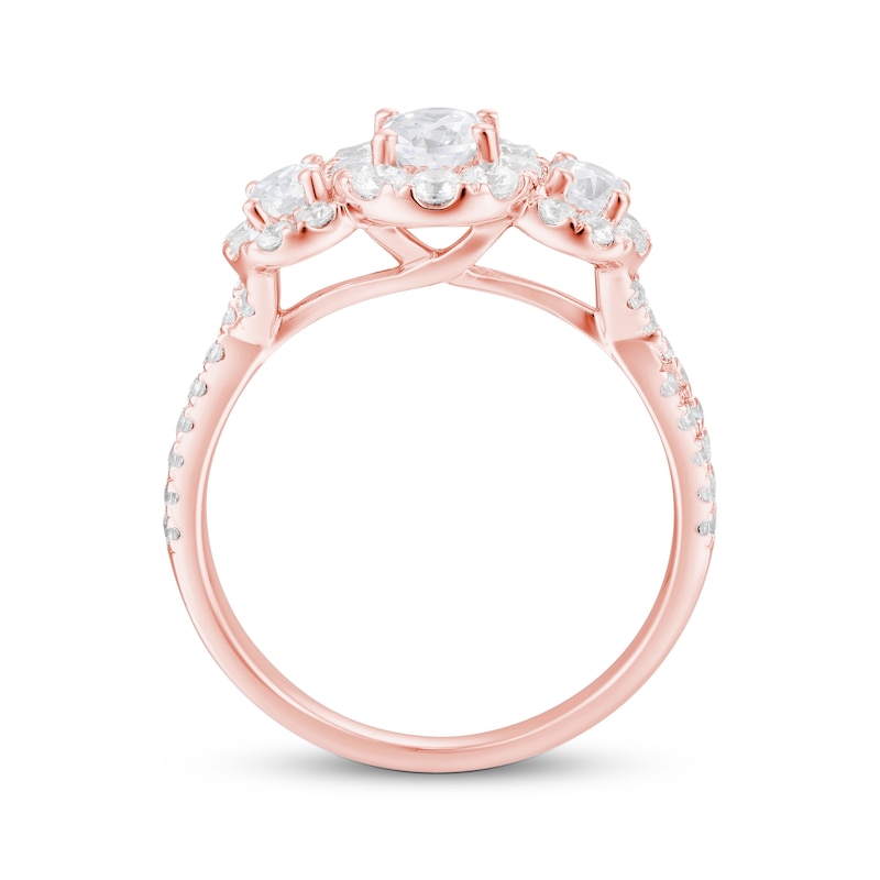 Oval-Cut Diamond Three-Stone Engagement Ring 1-1/2 ct tw 14K Rose Gold