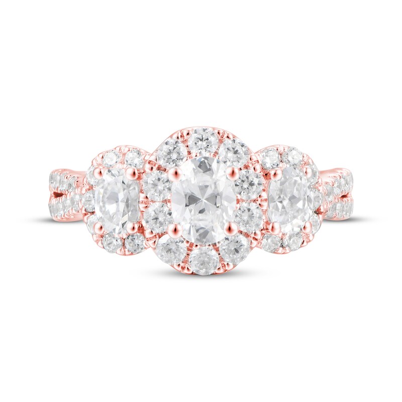 Oval-Cut Diamond Three-Stone Engagement Ring 1-1/2 ct tw 14K Rose Gold