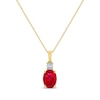 Thumbnail Image 0 of Oval-Cut Lab-Created Ruby & Diamond Necklace 10K Yellow Gold 18"
