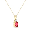 Thumbnail Image 1 of Oval-Cut Lab-Created Ruby & Diamond Necklace 10K Yellow Gold 18"