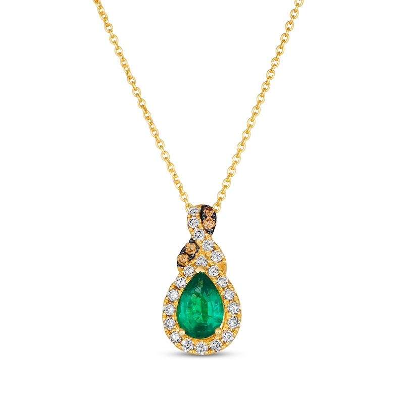 Main Image 1 of Le Vian Chocolate Twist Emerald Necklace 1/5 ct tw Diamonds 14K Honey Gold 19"